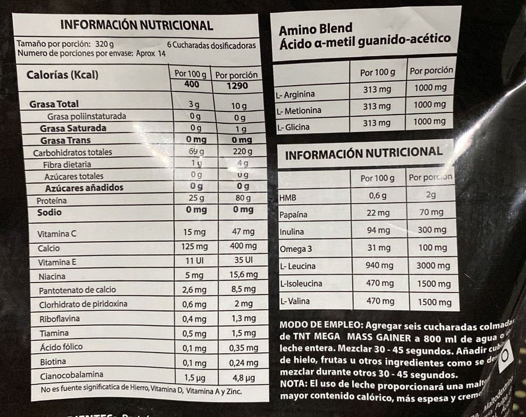 TNT MEGA MASS GAINER 10 LB