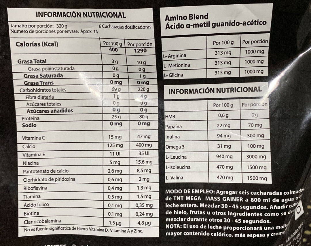 TNT MEGA MASS GAINER 10 LB
